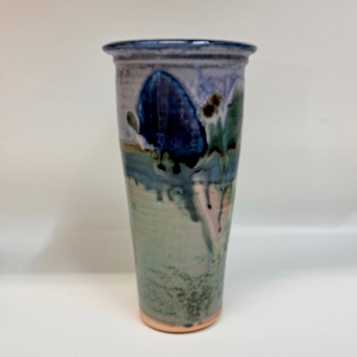 #221290 Vase Blue/Teal/Mauve 10x4.5 $24 at Hunter Wolff Gallery